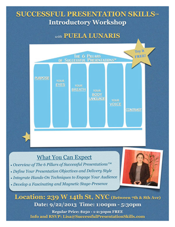 Successful presentation skills workshop with puela lunaris manhattan (new york city)